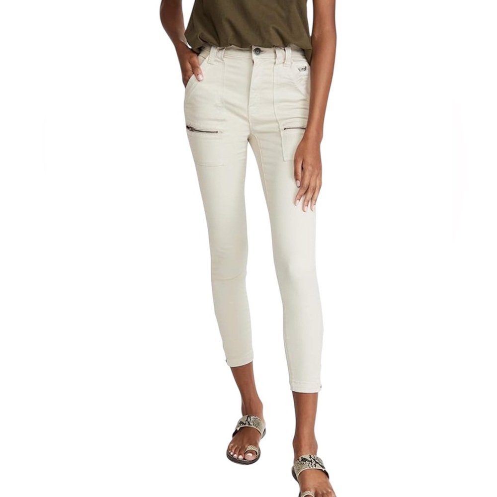 Joie High Rise Park Skinny Women's Cream Zippered Jeans in Peyote Premium Denim